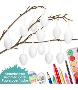 Papierdrachen 12 Pappmaché Ostereier zum Bemalen - weiss