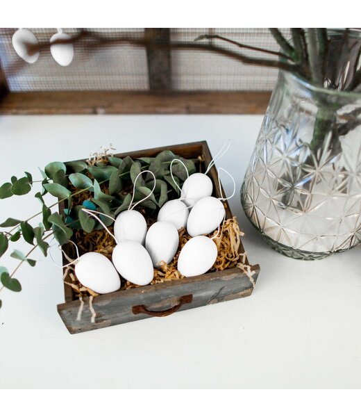 Papierdrachen 12 Pappmaché Ostereier zum Bemalen - weiss