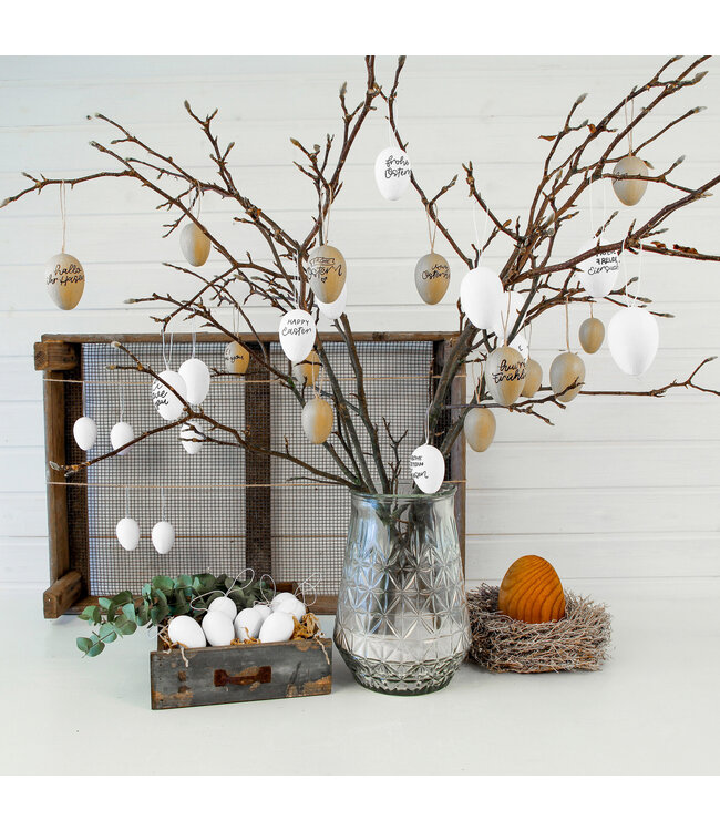 Papierdrachen 12 Pappmaché Ostereier zum Bemalen - weiss