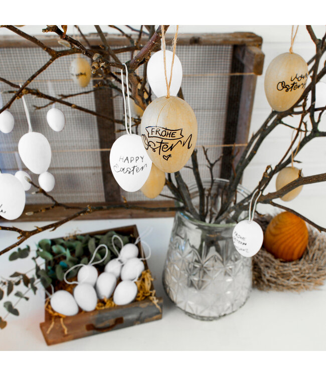 Papierdrachen 12 Pappmaché Ostereier zum Bemalen - weiss