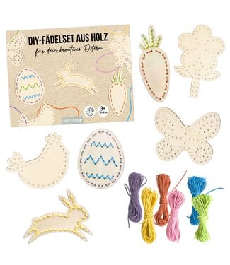 Papierdrachen Fädelset aus Holz zu Ostern