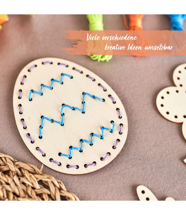 Papierdrachen Fädelset aus Holz zu Ostern