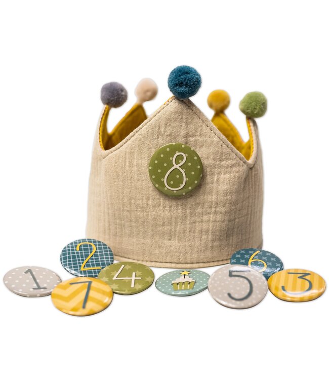 Papierdrachen Geburtstagskrone mit Zahlen aus Musselin - gelb