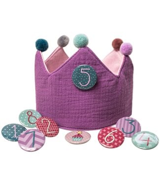 Papierdrachen Geburtstagskrone mit Zahlen aus Musselin - lila