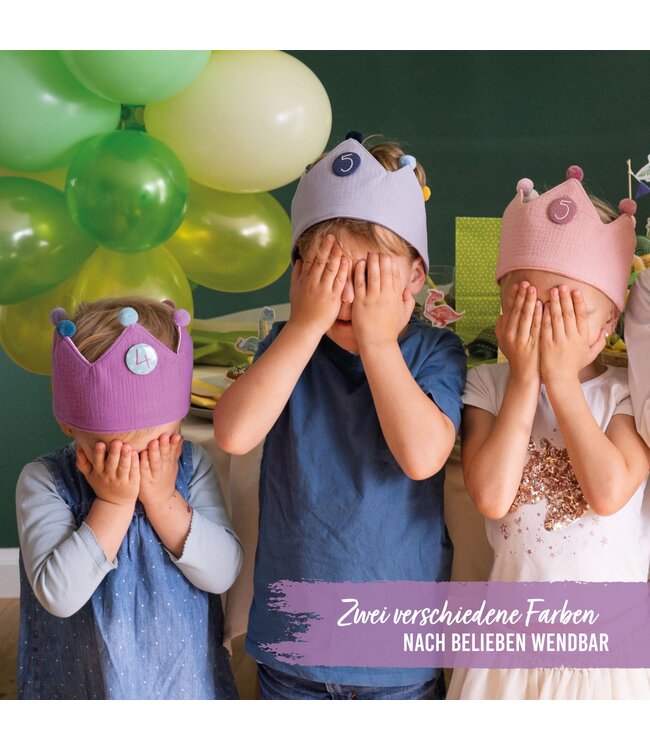 Papierdrachen Geburtstagskrone mit Zahlen aus Musselin - lila