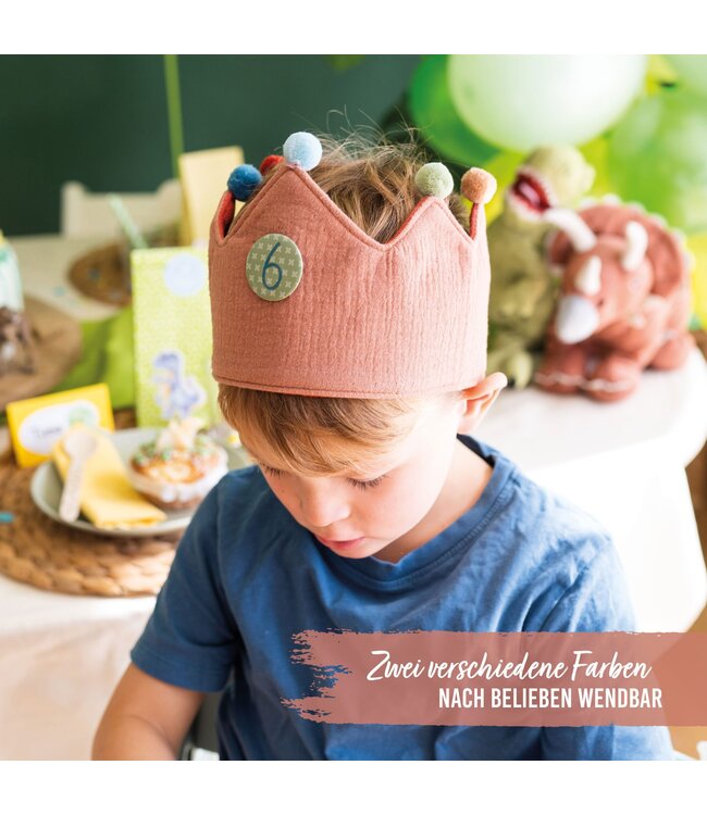 Papierdrachen Geburtstagskrone mit Zahlen aus Musselin - rotbraun