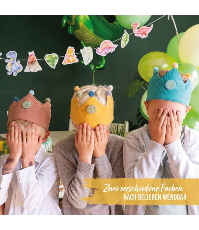 Papierdrachen Geburtstagskrone mit Zahlen aus Musselin - rotbraun