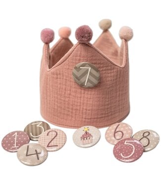 Papierdrachen Geburtstagskrone mit Zahlen aus Musselin - rosa