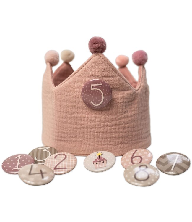 Papierdrachen Geburtstagskrone mit Zahlen aus Musselin - rosa