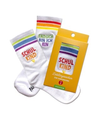 Papierdrachen Socken zur Einschulung – bunt – Endlich bin ich ein Schulkind