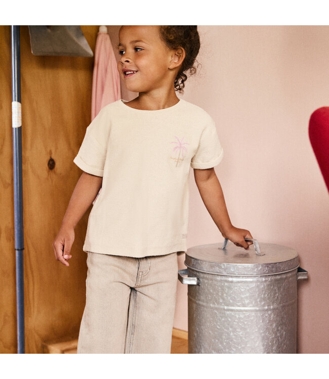 Daily7 T-shirt Backprint Palmen - Sandshell