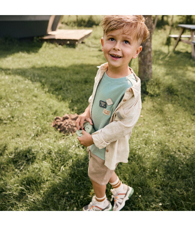 Daily7 Hemd langarm Baumwolle-Leinen - Sandshell