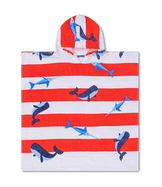 SWIM ESSENTIALS Strandponcho Wal und Schwertfisch - Baumwolle