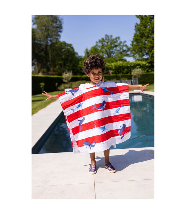 SWIM ESSENTIALS Strandponcho Wal und Schwertfisch - Baumwolle