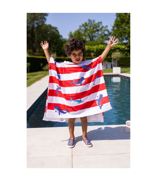 SWIM ESSENTIALS Strandponcho Wal und Schwertfisch - Baumwolle