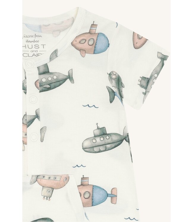 Hust and Claire  Strampler Milu kurzarm aus Bambusviskose  - Uboot - ivory