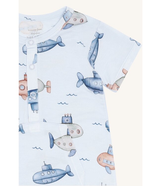 Hust and Claire  Strampler Milu kurzarm aus Bambusviskose  - Uboot - water