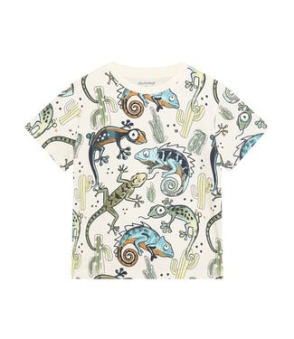 Minymo T-Shirt Echsen - Biobaumwolle - vanilla ice