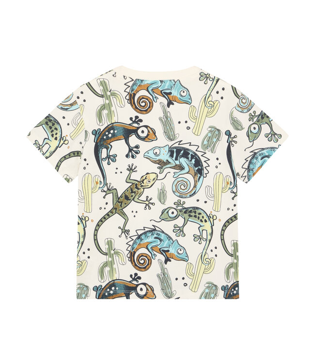 Minymo T-Shirt Echsen - Biobaumwolle - vanilla ice