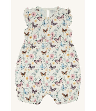 Hust and Claire Strampler Milu kurzarm aus Bambusviskose  - Schmetterling - ivory