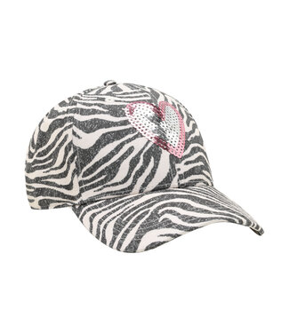 Minymo Cap Animalprint mit Pailettenherz aus Baumwolle