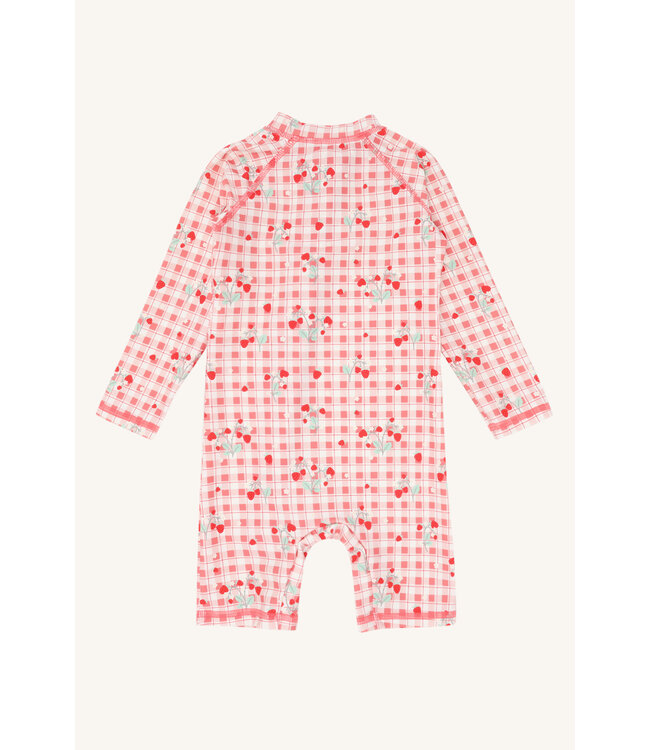 Hust and Claire UV50+ Badeanzug langarm Malaz kariert mit Erdbeeren