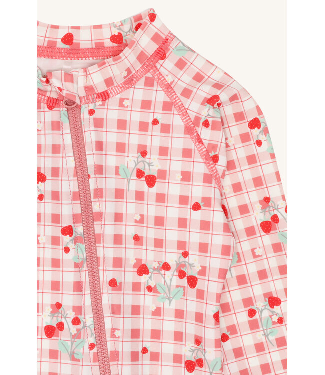 Hust and Claire UV50+ Badeanzug langarm Malaz kariert mit Erdbeeren