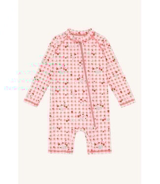 Hust and Claire UV50+ Badeanzug langarm Malaz kariert mit Erdbeeren