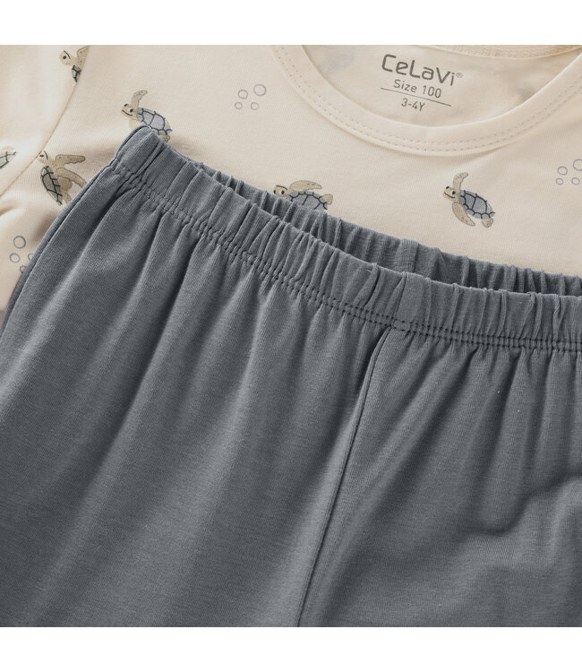 CeLaVi Pyjama Sommer langarm - Bambusviskose/Baumwolle - Schildkröten