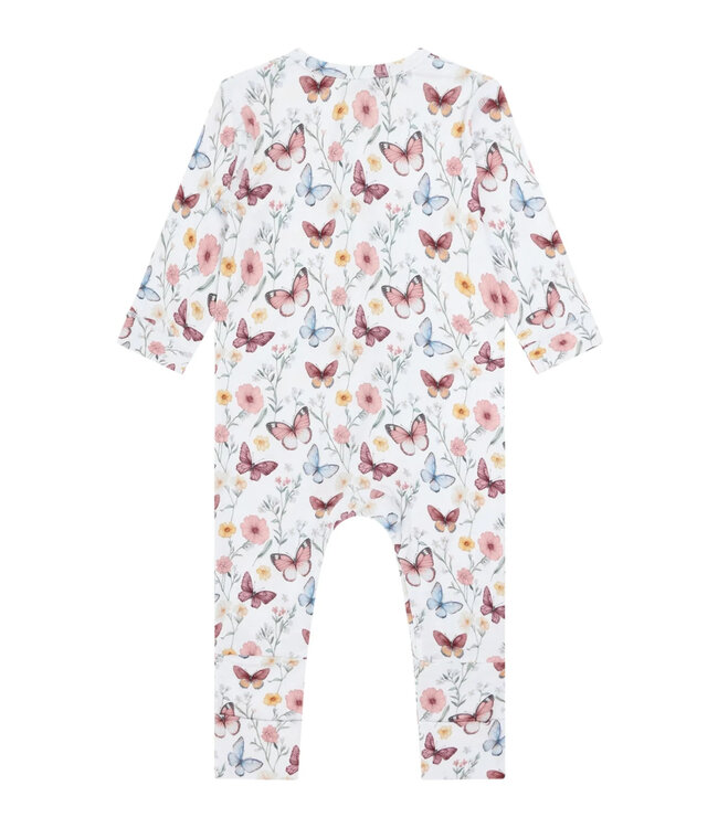 Hust and Claire Pyjama Mulle aus Bambusviskose mit Reissverschluss - Schmetterlinge - ivory