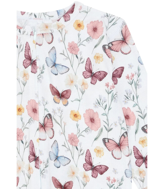 Hust and Claire Pyjama Mulle aus Bambusviskose mit Reissverschluss - Schmetterlinge - ivory