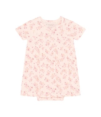 Fixoni Bodykleid kurzarm aus Bambusviskose - Blumen - soft pink