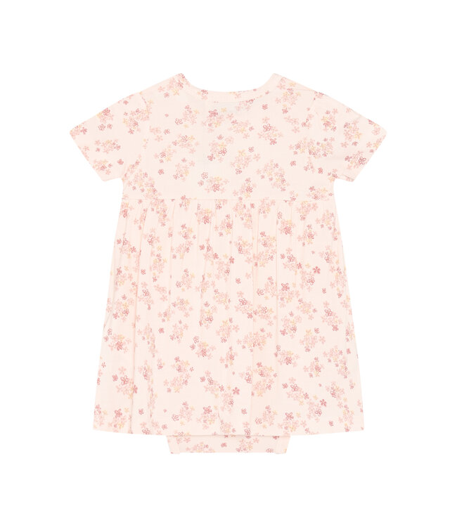 Fixoni Bodykleid kurzarm aus Bambusviskose - Blumen - soft pink