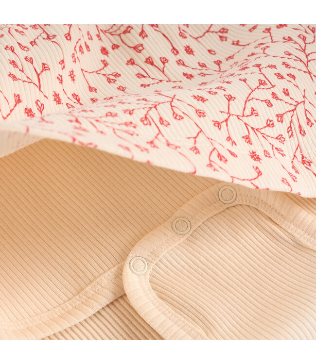 Minymo Bodykleid langarm  gerippt mit Blumenprint