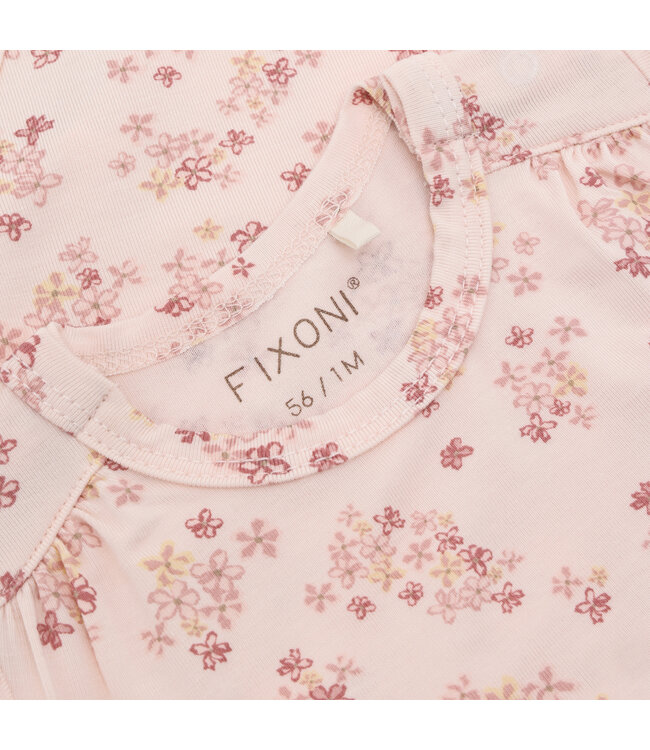Fixoni Body kurzarm aus Bambusviskose - Blumen - soft pink
