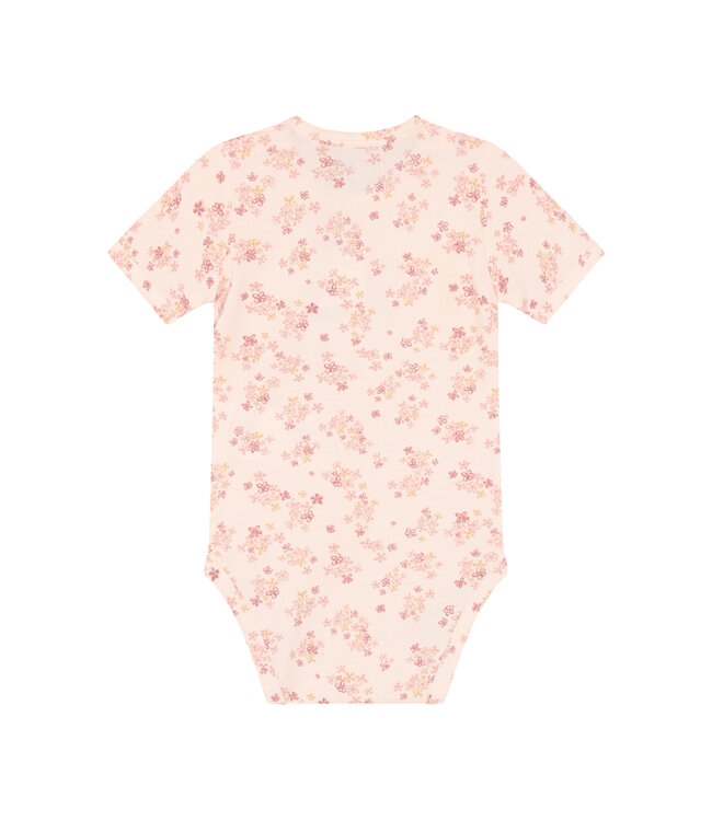 Fixoni Body kurzarm aus Bambusviskose - Blumen - soft pink