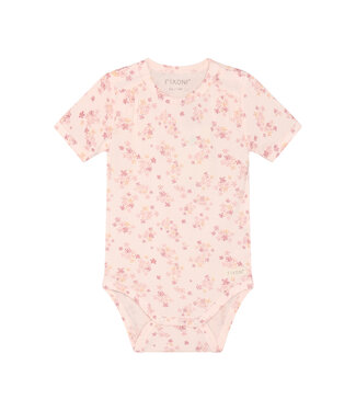 Fixoni Body kurzarm aus Bambusviskose - Blumen - soft pink