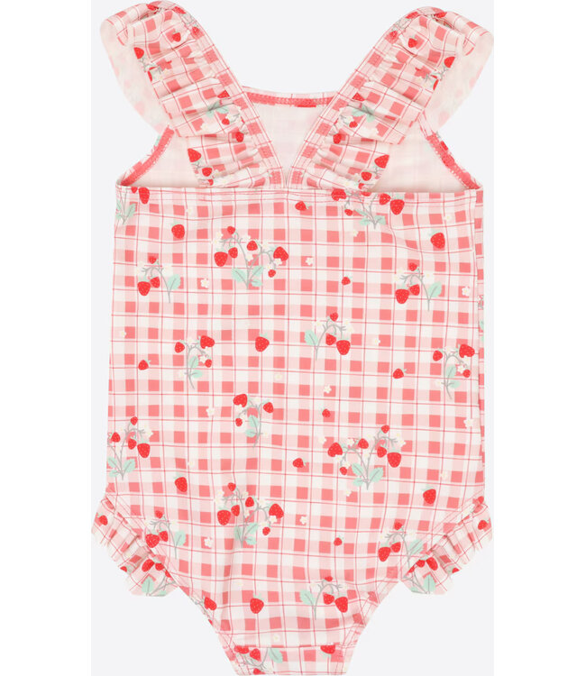Hust and Claire UV 50+ Badekleid Madiken kariert mit Erdbeeren