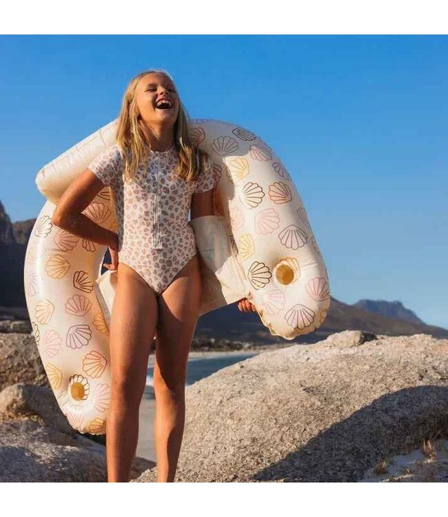 SWIM ESSENTIALS Badekleid kurzarm Leopard neutral UPF50+