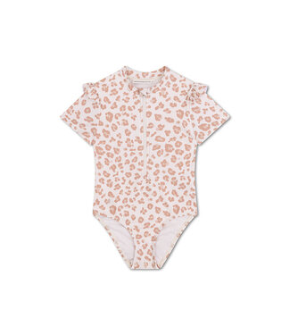 SWIM ESSENTIALS Badekleid kurzarm Leopard neutral UPF50+