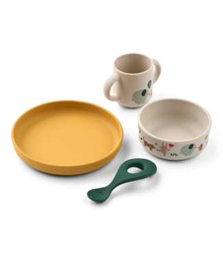 Liewood Kindergeschirr-Set aus Silikon mit Tierprint