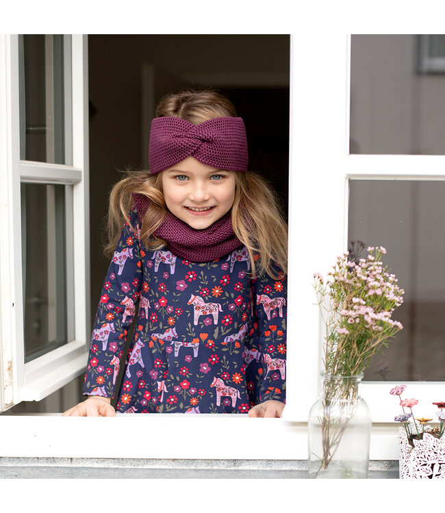Enfant Terrible Drehkleid Pferdedruck - Kleid langarm - Biobaumwolle - midnight