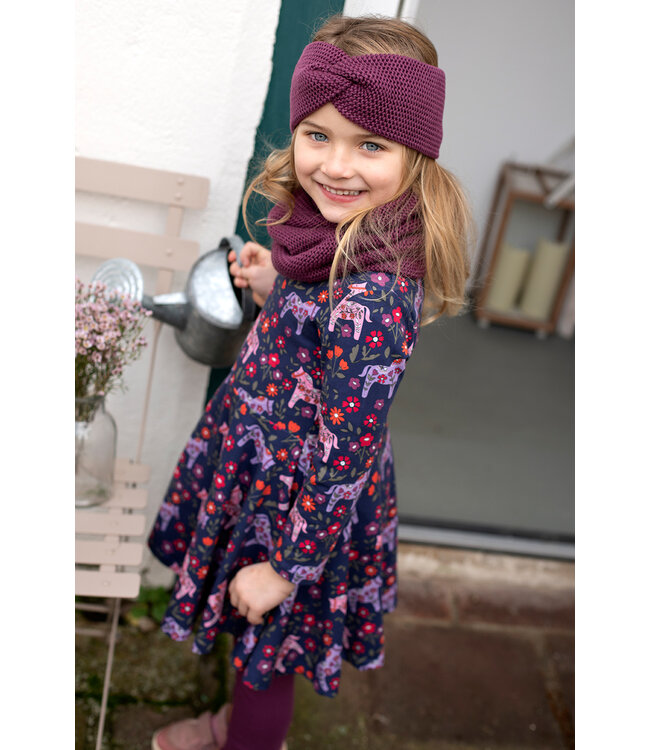 Enfant Terrible Drehkleid Pferdedruck - Kleid langarm - Biobaumwolle - midnight