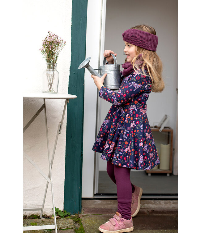 Enfant Terrible Drehkleid Pferdedruck - Kleid langarm - Biobaumwolle - midnight
