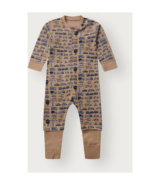 Hust and Claire Pyjama mit Reissverschluss Fahrzeuge - Wolle/Bambusviskose - biscuit