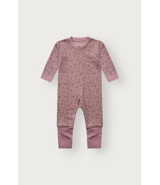 Hust and Claire Pyjama mit Reissverschluss Blumen - Wolle/Bambusviskose - heather