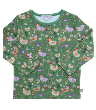 Enfant Terrible Shirt langarm aus Biobaumwolle mit Hühnern