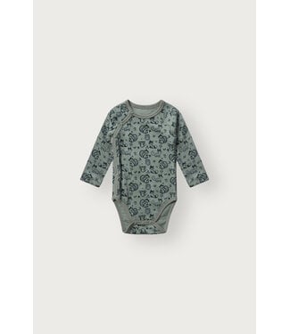 Hust and Claire Wickelbody Waldtiere langarm - Merinowolle - slate green