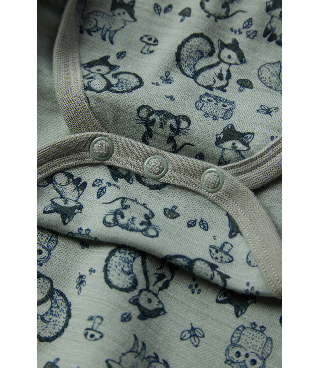 Hust and Claire Wickelbody Waldtiere langarm - Merinowolle - slate green