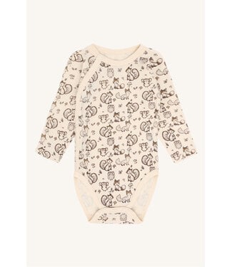 Hust and Claire Wickelbody Waldtiere langarm - Merinowolle - off white